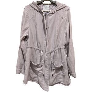 Torrid Women Twill Essential Anorak Jacket Size 0 US Large Purple Zip Snap FLAW